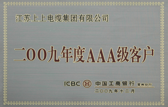 新利体育luck18荣获“中国工商银行2009年度AAA级客户”称呼